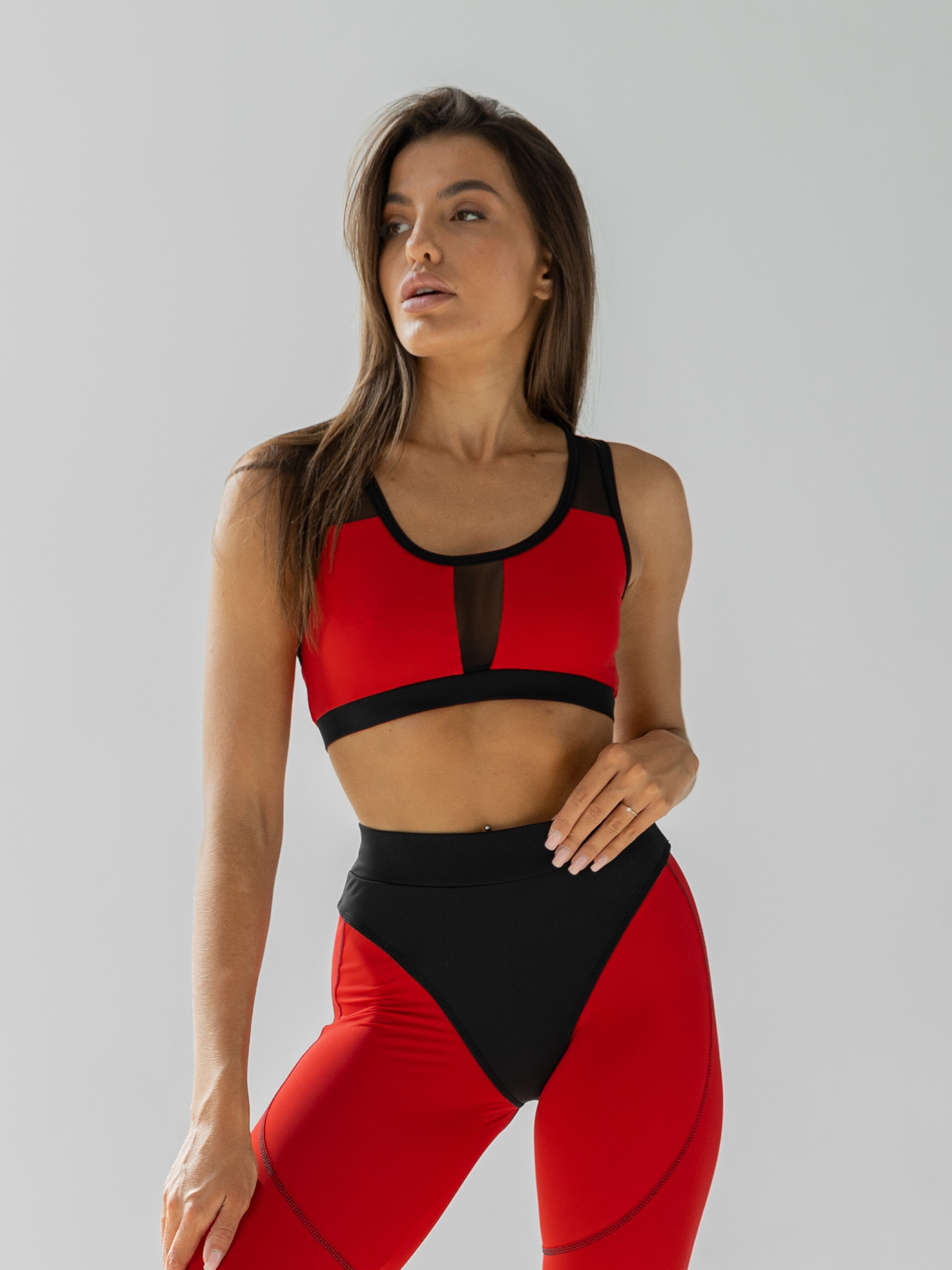 GalaxyX Mesh Insert Sports Bra in Red