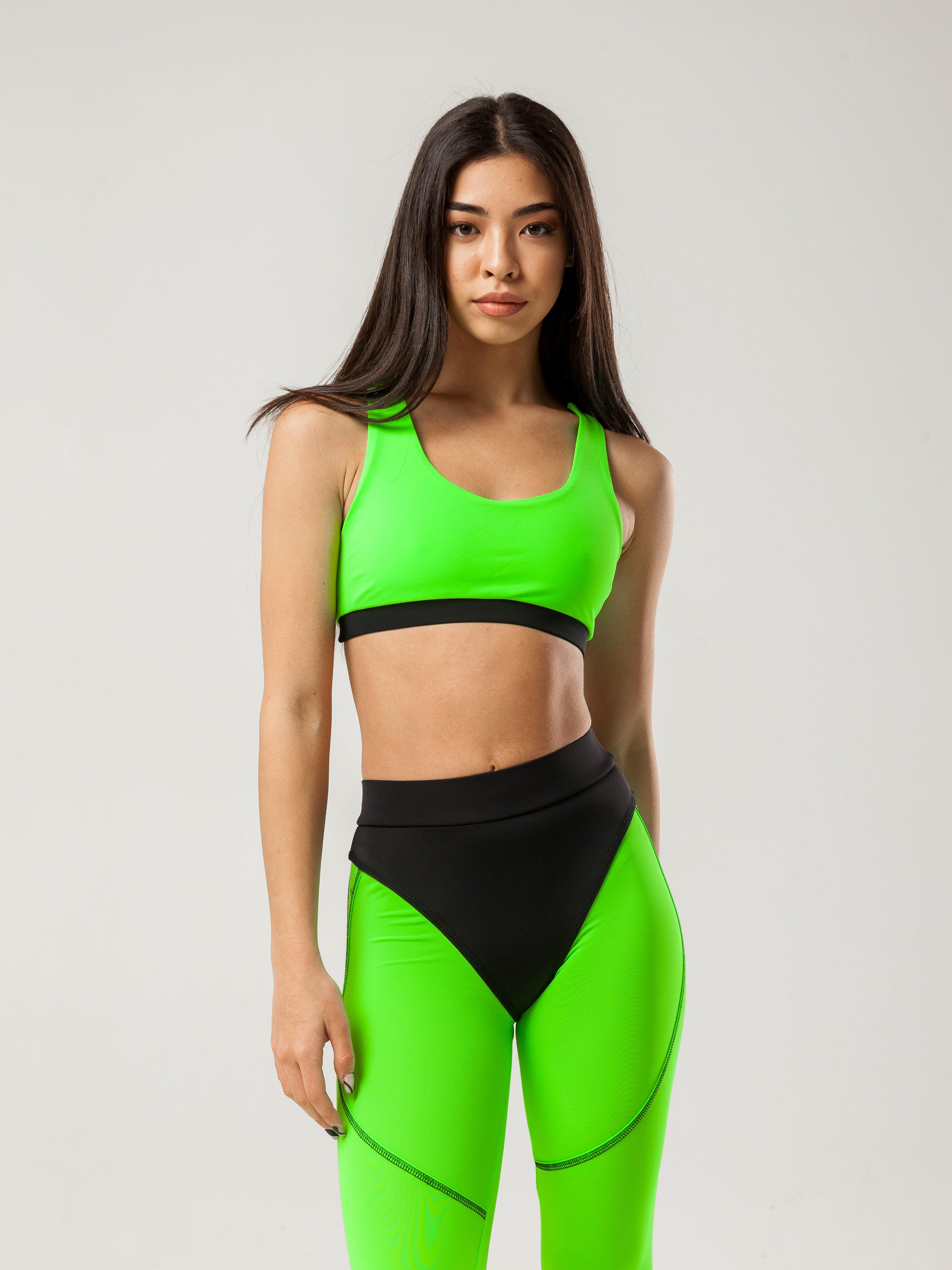 Galaxy Racerback Sports Bra in Neon Green