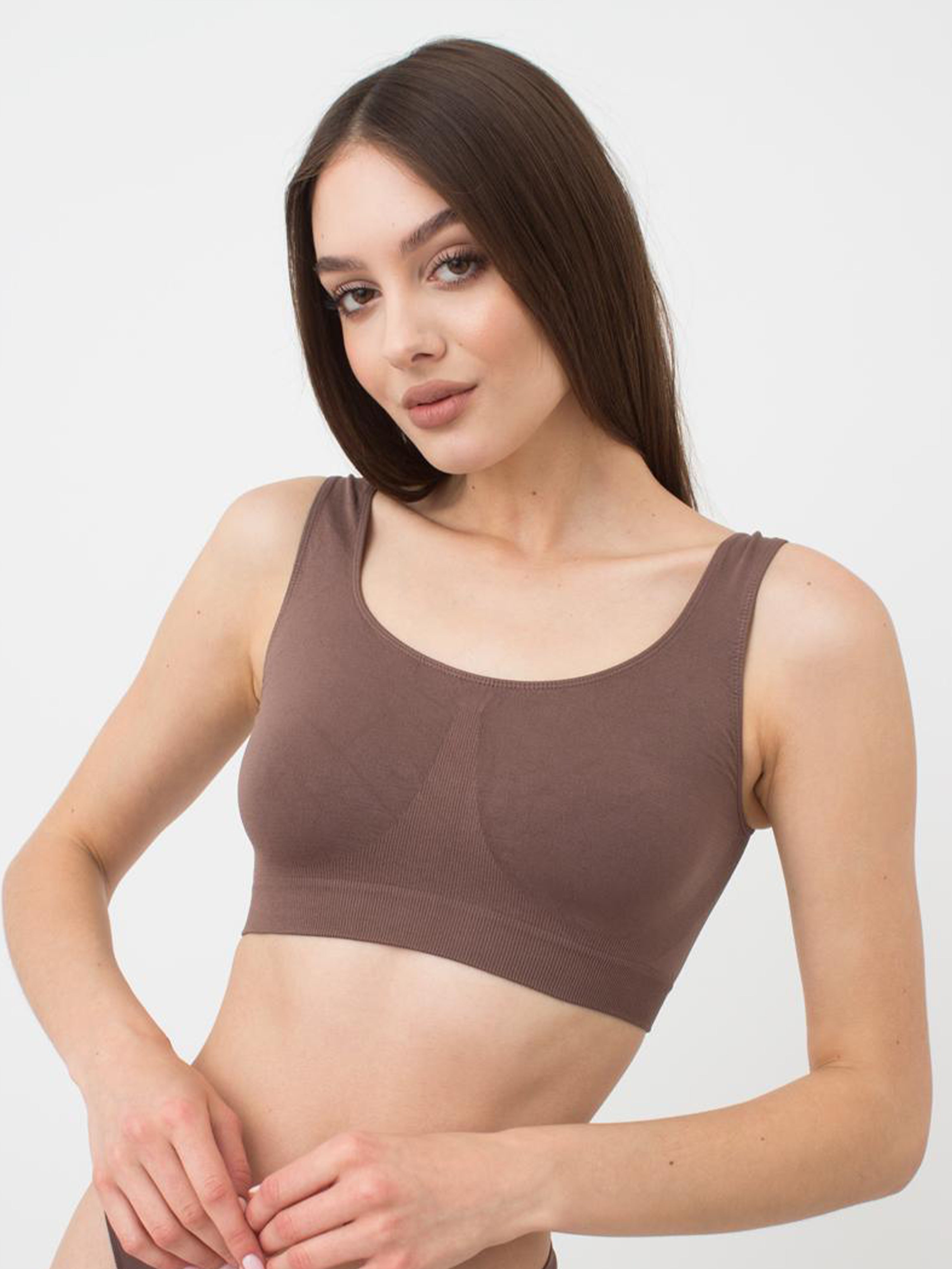 Seamless Wellness Bra in Brown