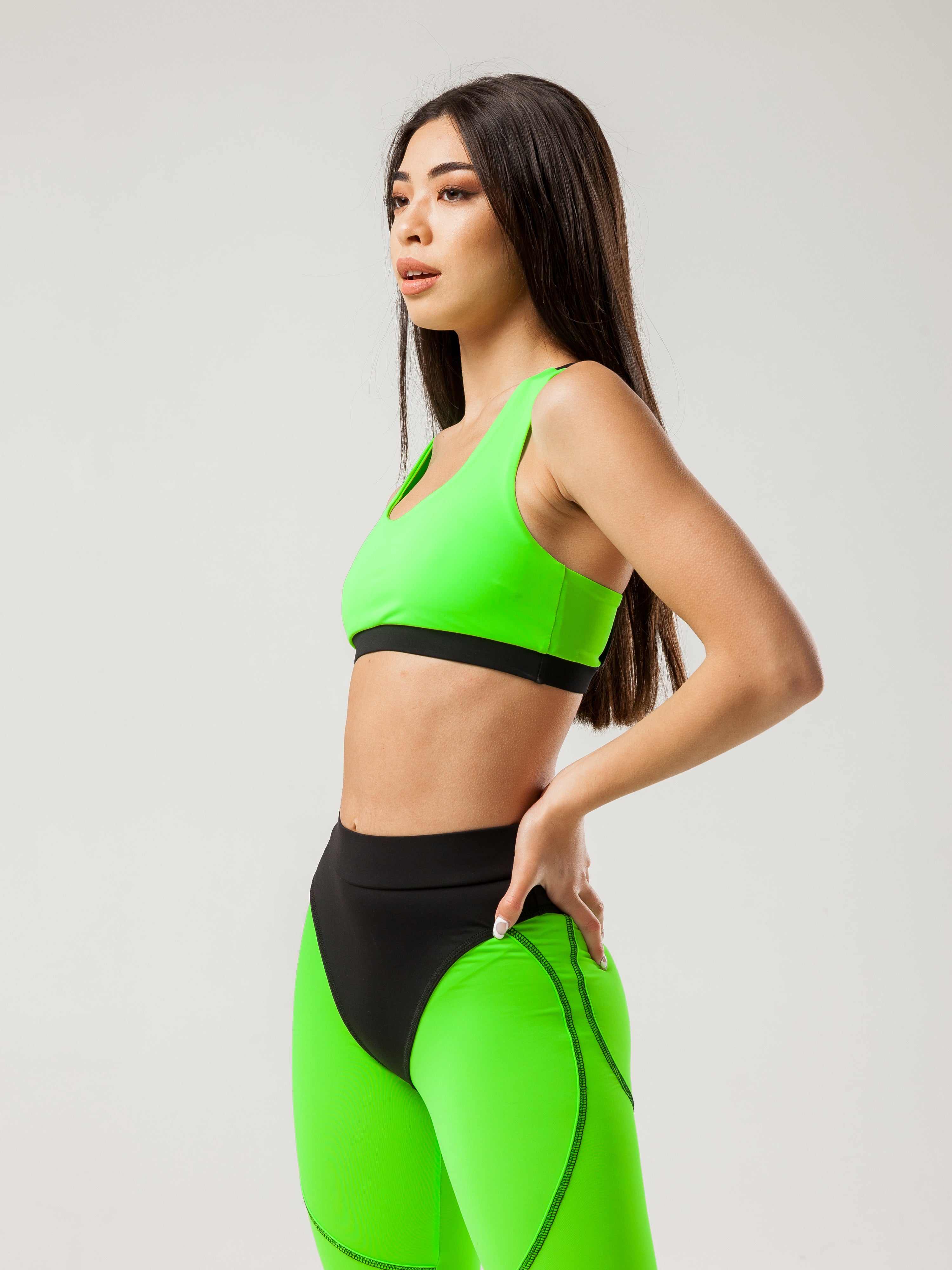 Galaxy Racerback Sports Bra in Neon Green