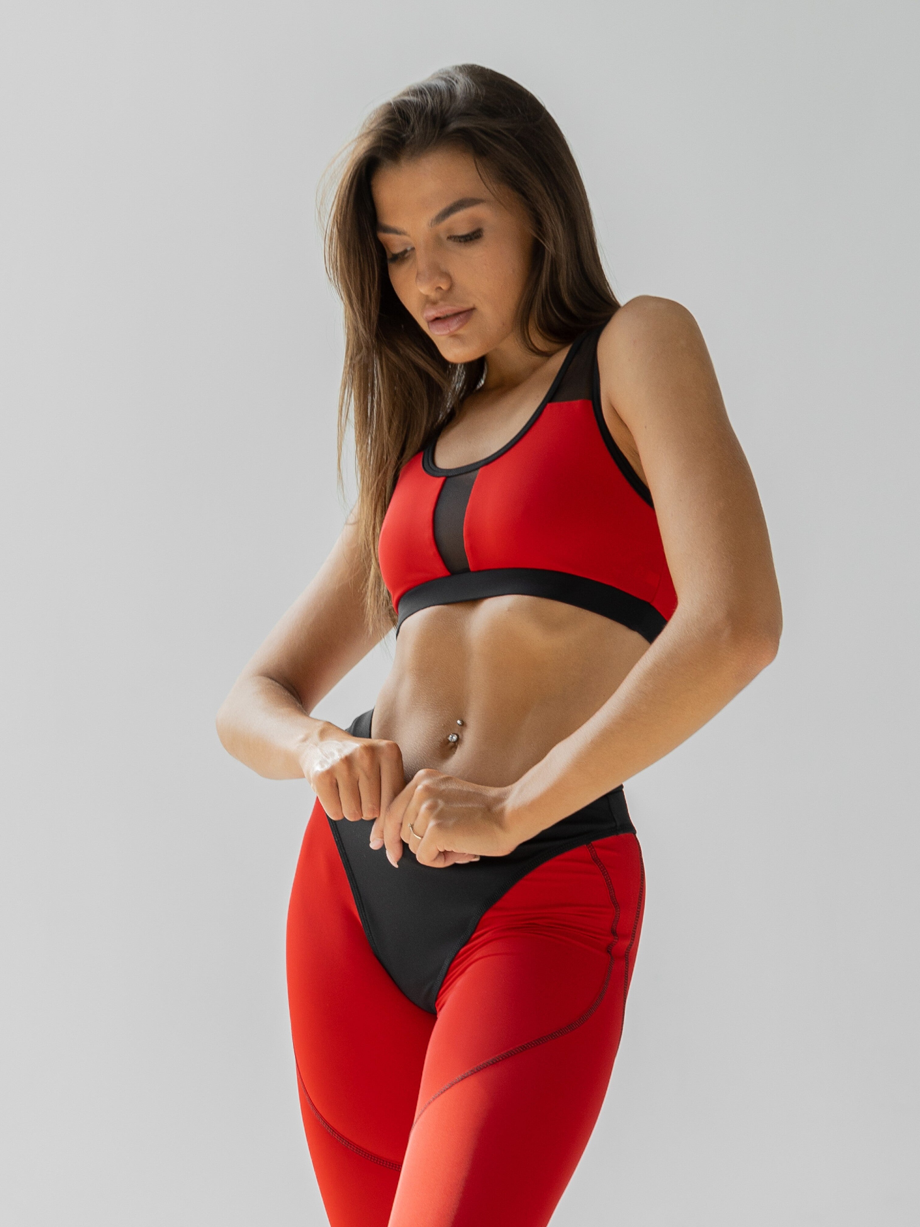 GalaxyX Mesh Insert Sports Bra in Red