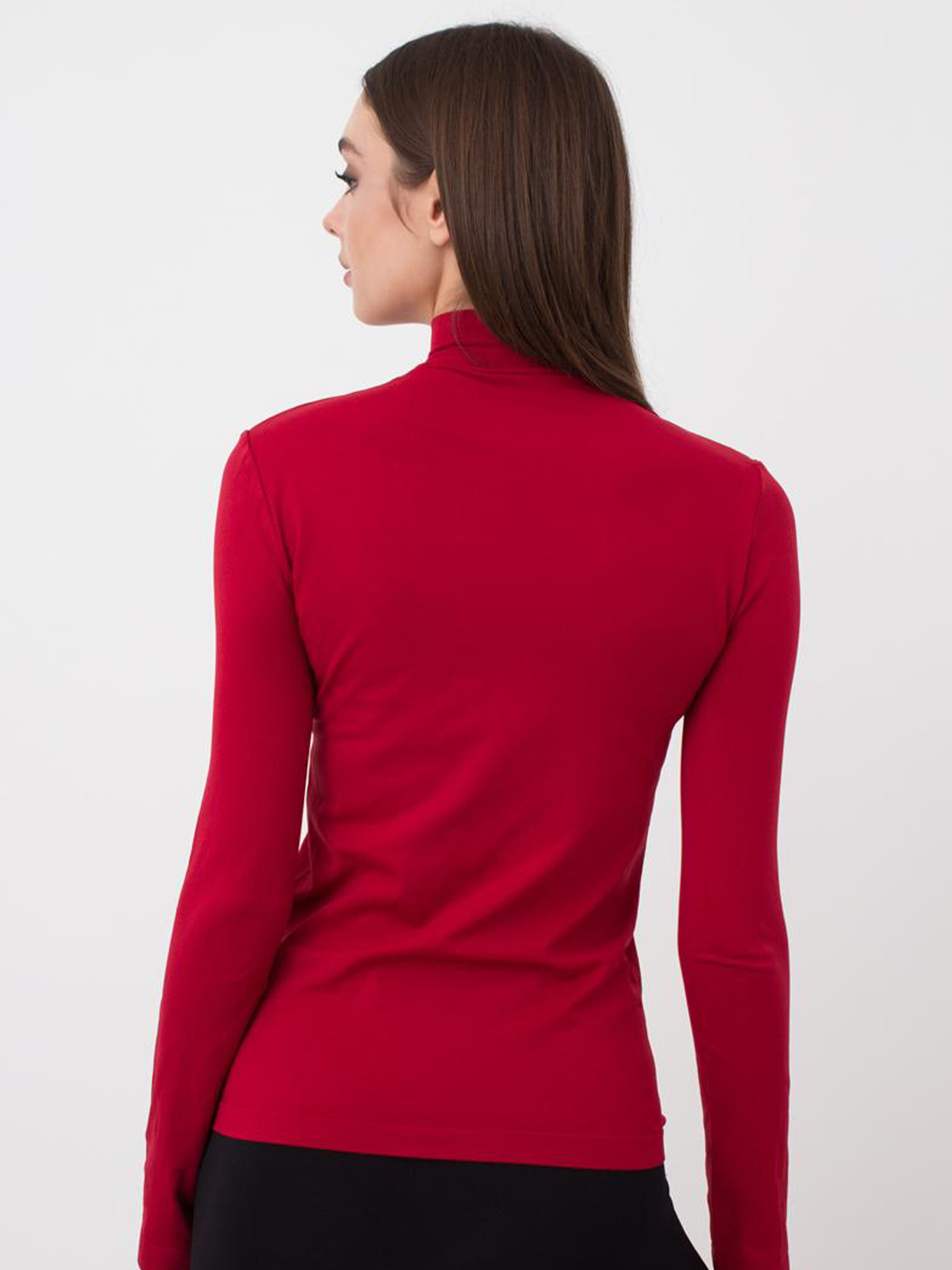 Seamless Turtleneck Long Sleeve Top in Wine