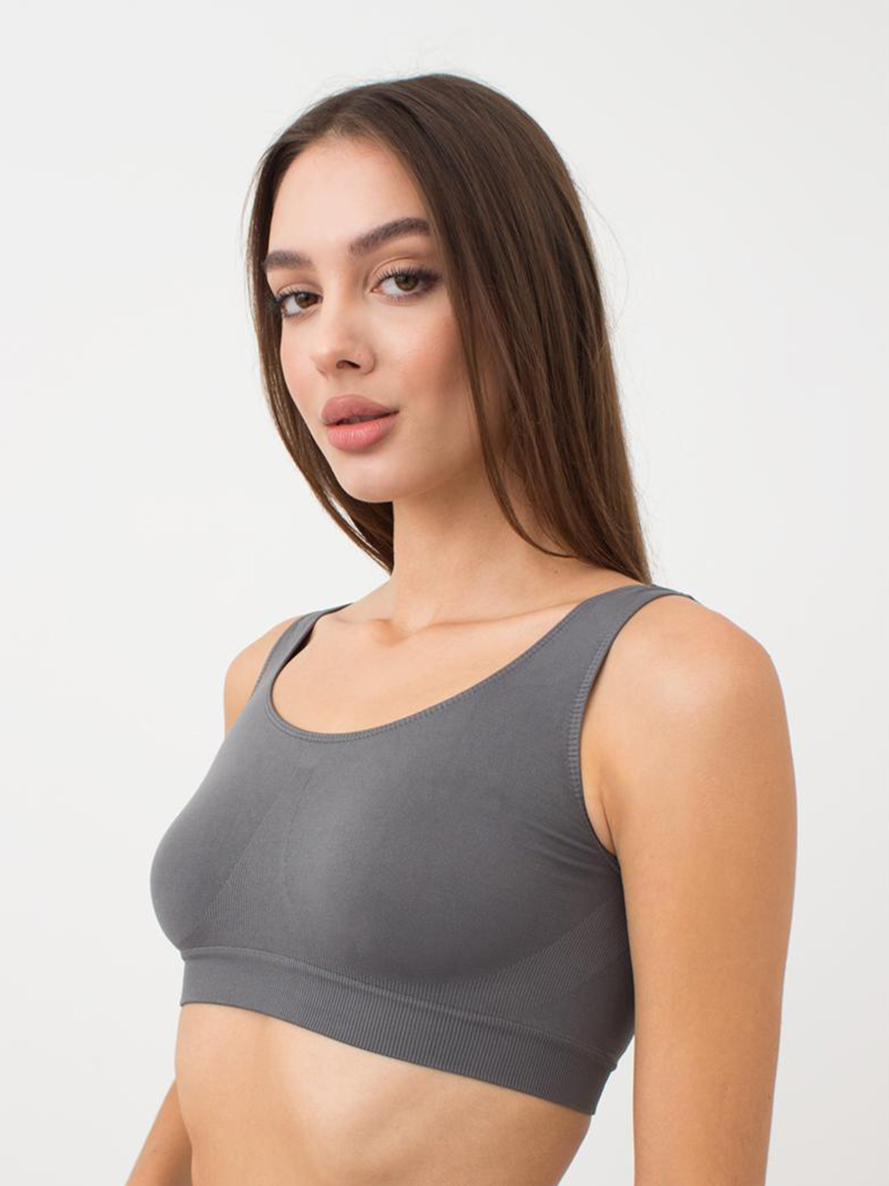 Seamless Wellness Bra in Dark Gray