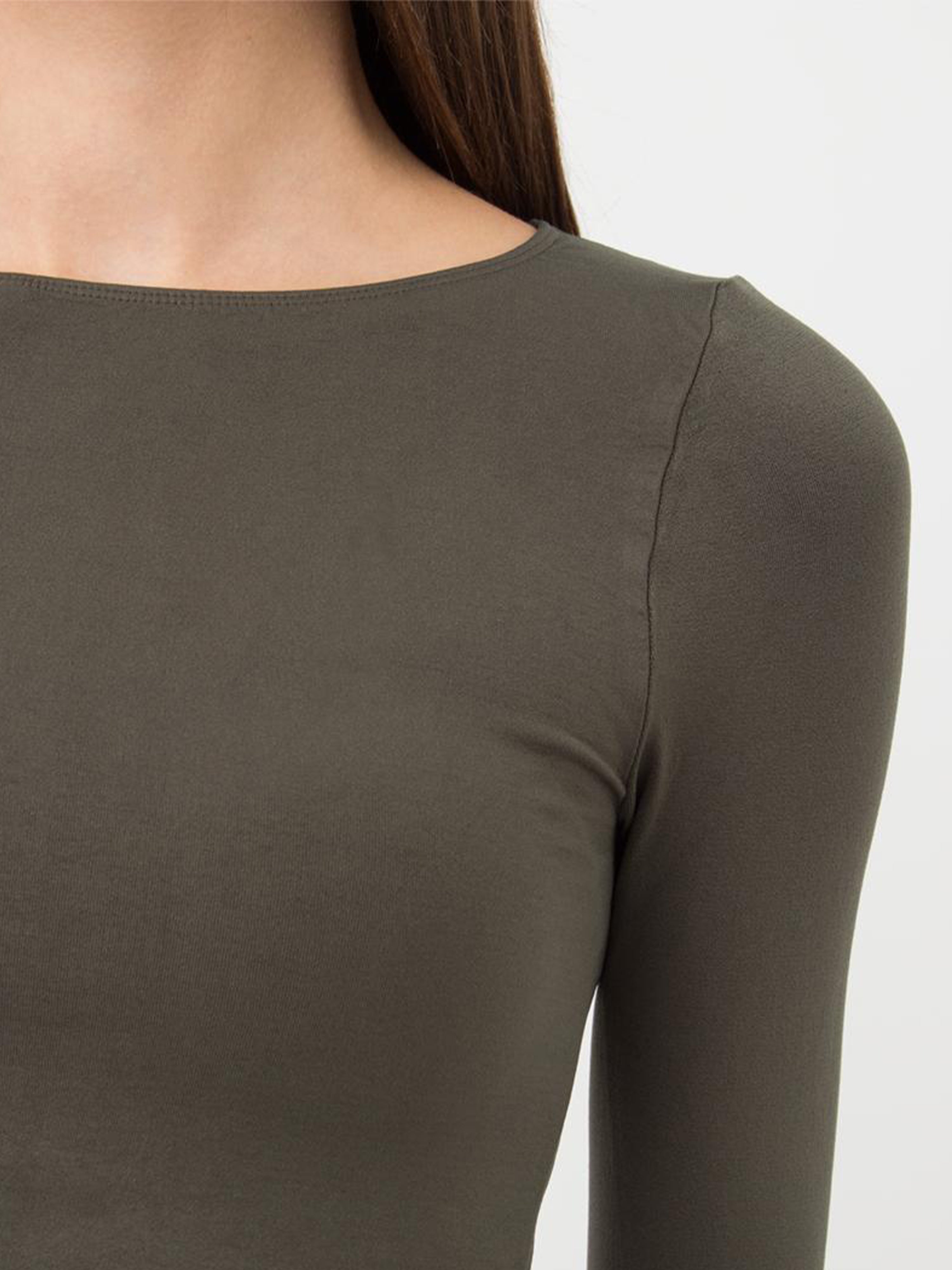 Seamless Cropped Long Sleeve Top in Khaki