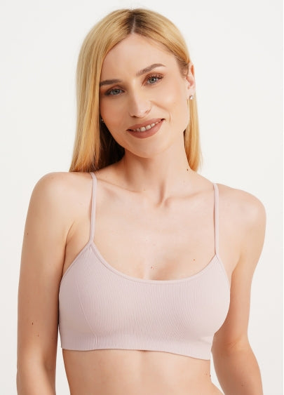 Seamless Ribbed Cami Bra in Pastel Pink