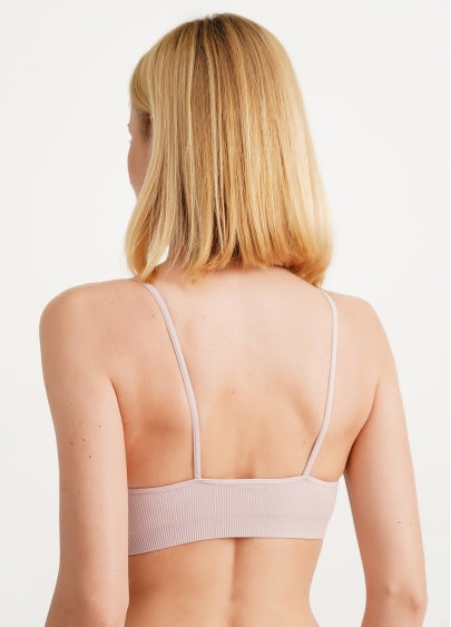 Seamless Ribbed Cami Bra in Pastel Pink