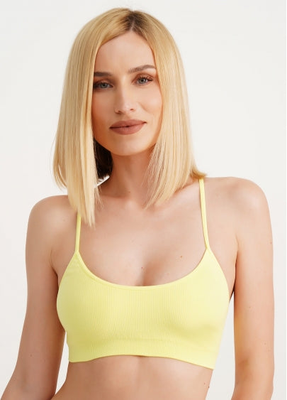 Seamless Ribbed Cami Bra in Pastel Yellow