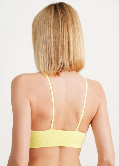 Seamless Ribbed Cami Bra in Pastel Yellow