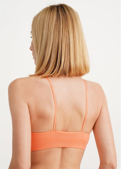 Seamless Ribbed Cami Bra in Pastel Orange