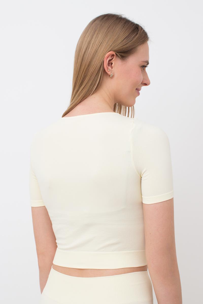 Seamless Cropped Short Sleeve Top in Vanilla