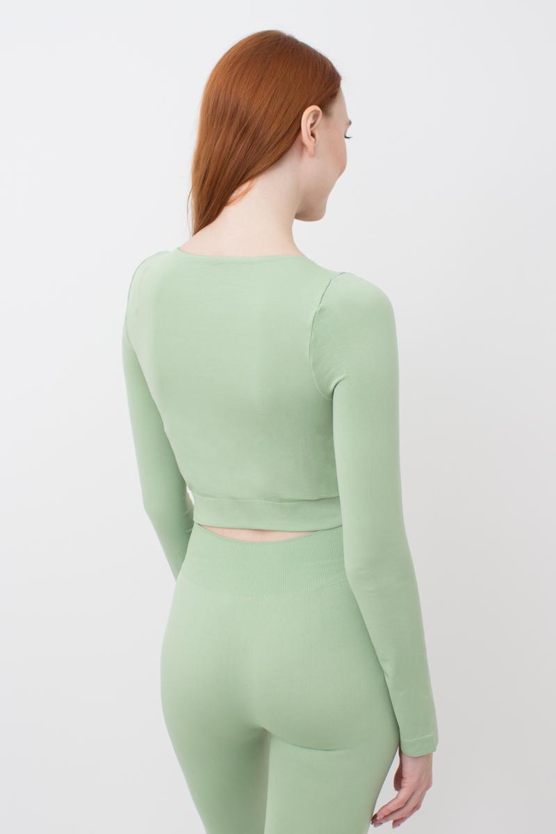 Seamless Cropped Long Sleeve Top in Light Green