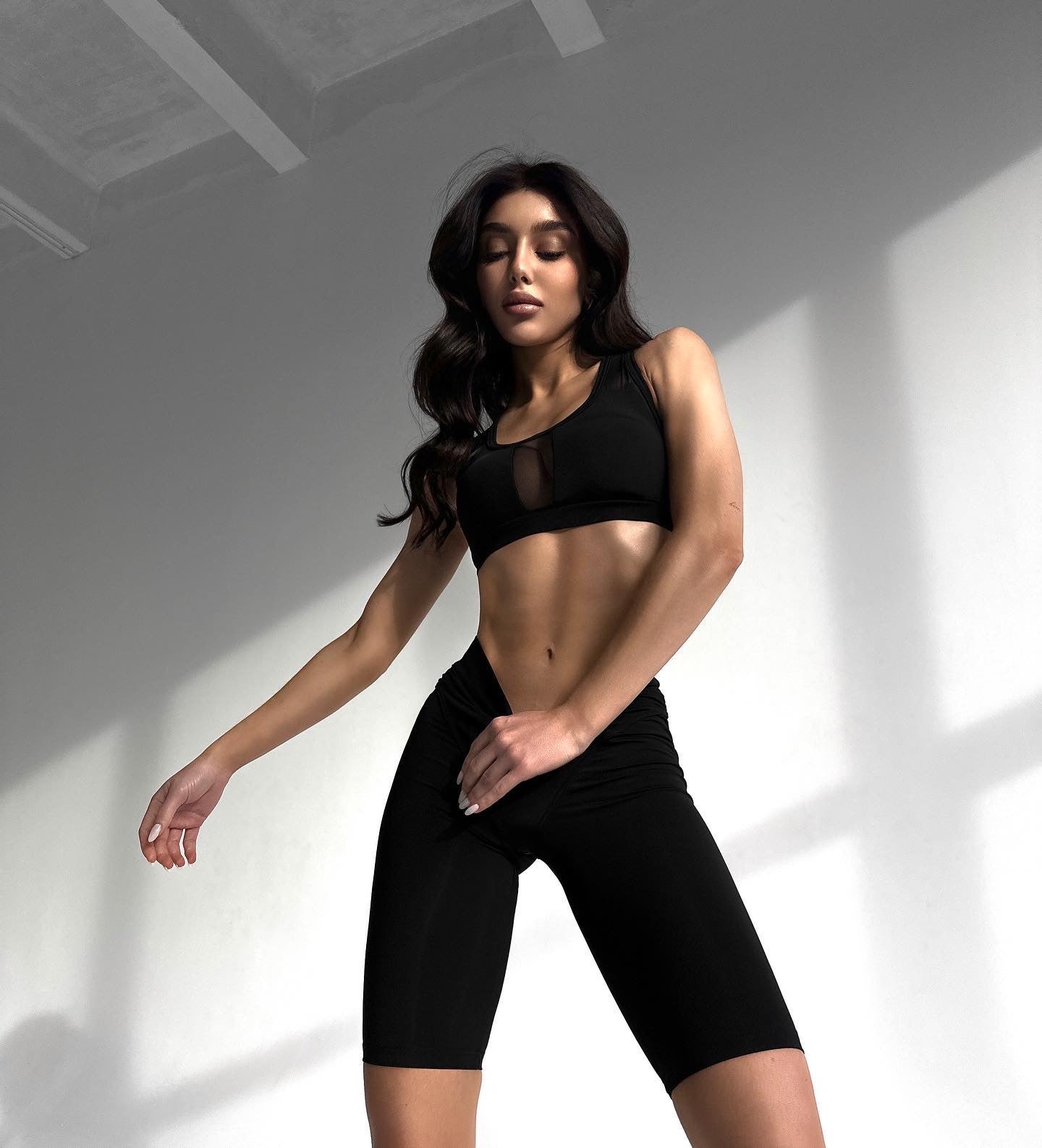 GalaxyX Mesh Insert Sports Bra in Black