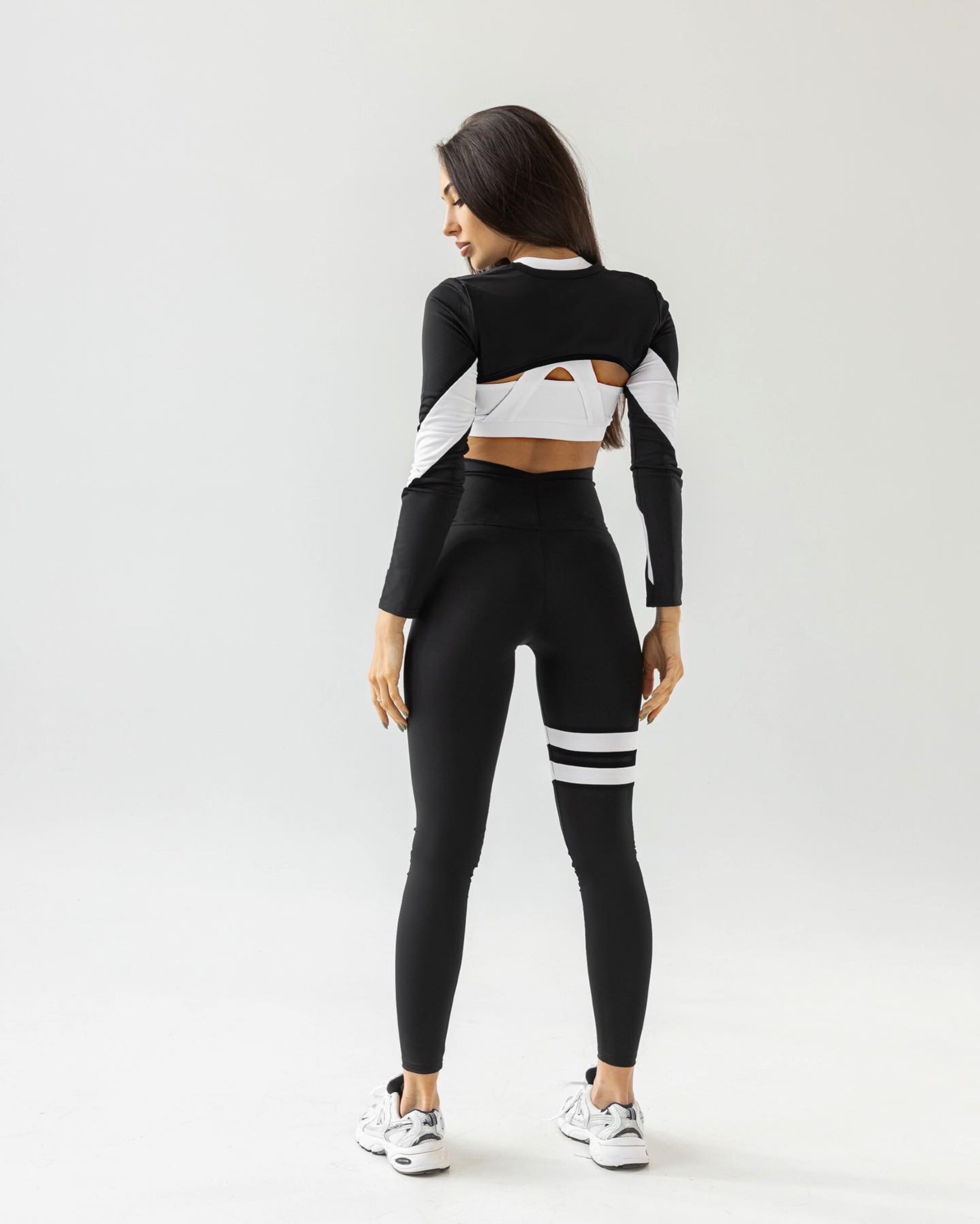 GalaxyX Contrasting Insert Long Sleeve Shrug in Black with White Inserts