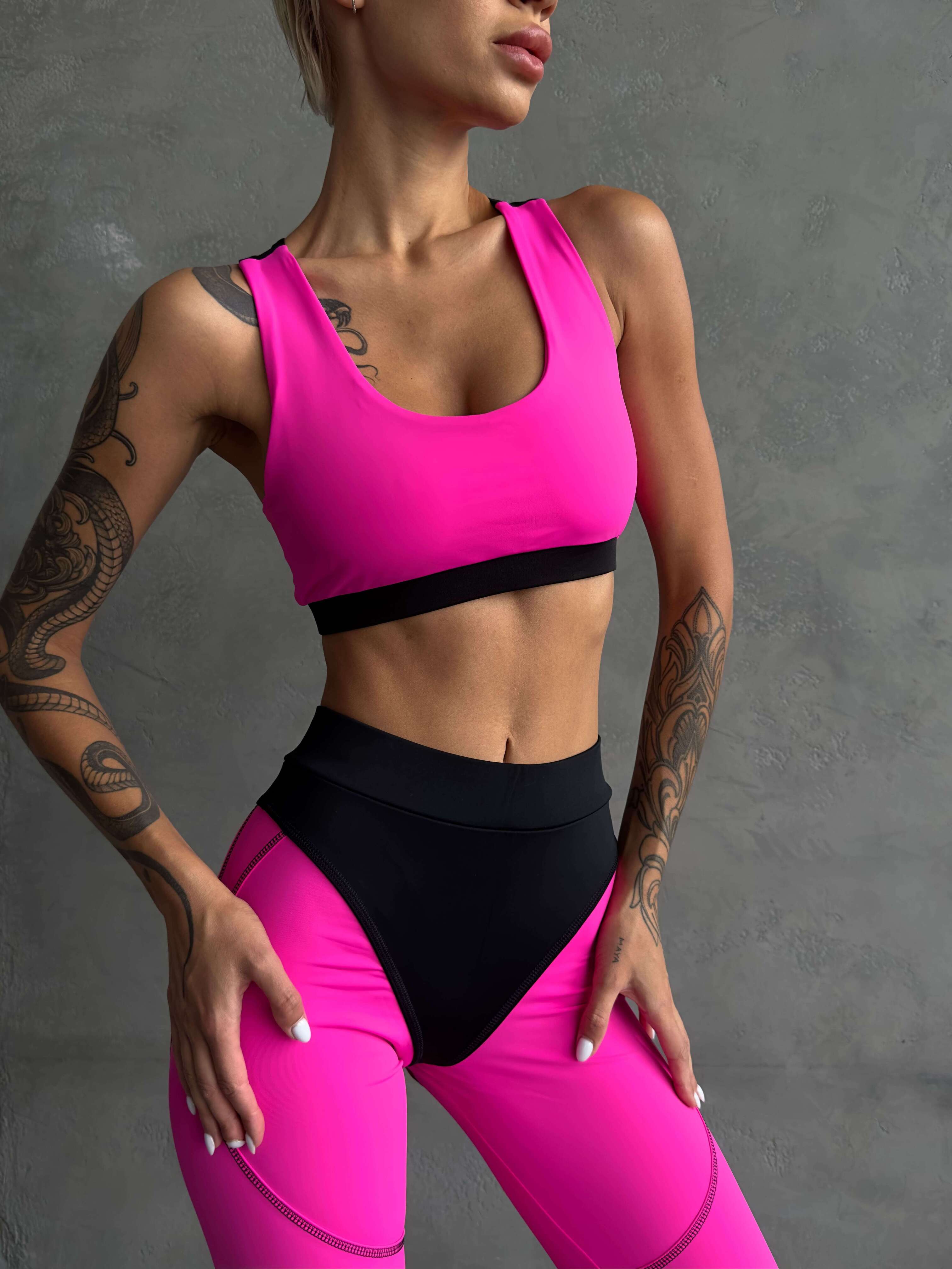 Galaxy Racerback Sports Bra in Neon Pink