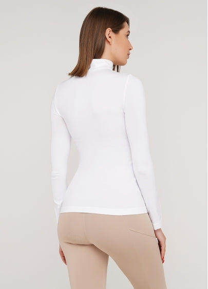 Seamless Turtleneck Long Sleeve Top in White