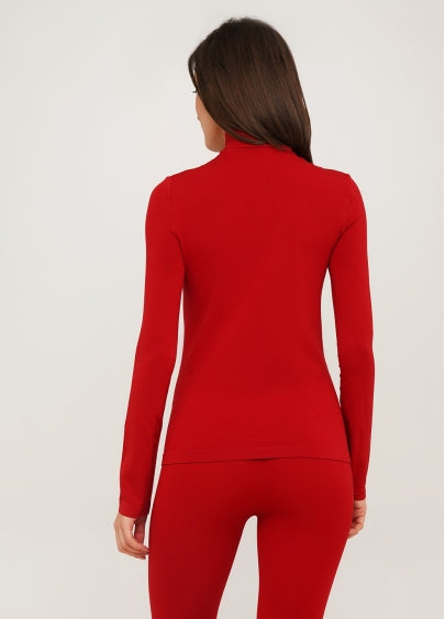 Seamless Turtleneck Long Sleeve Top in Wine