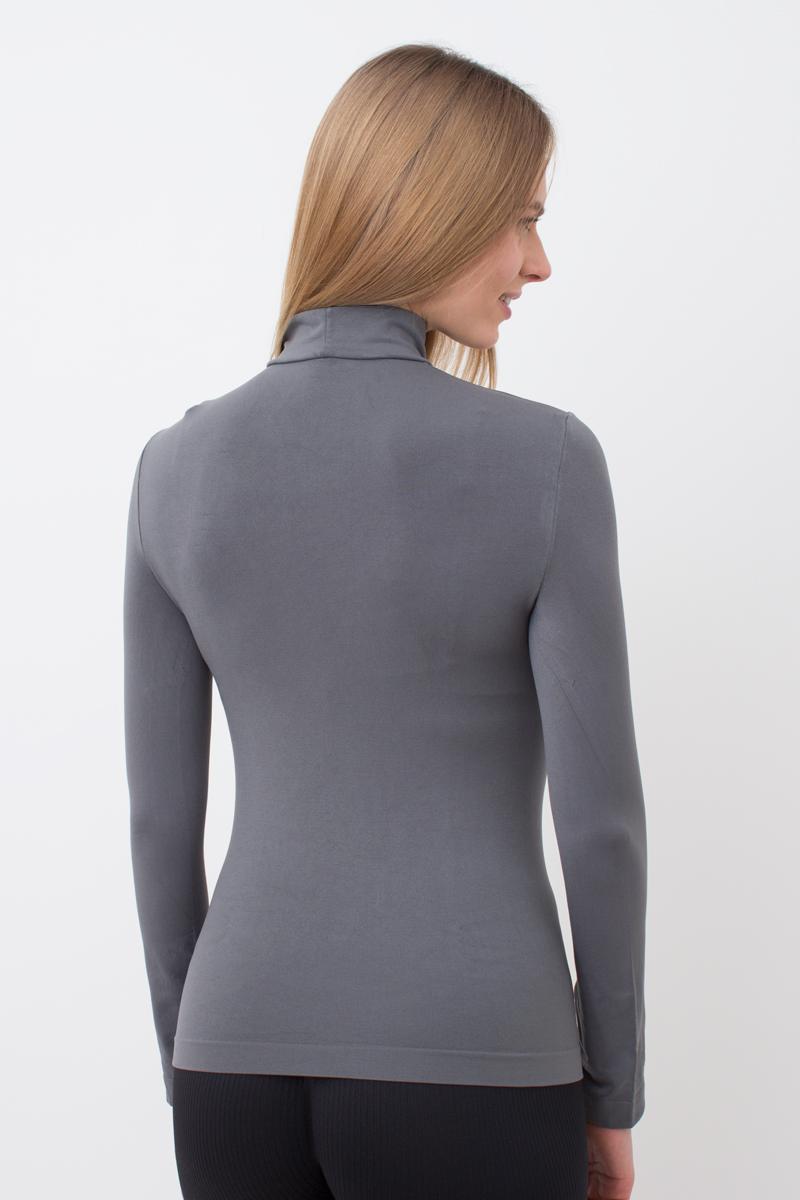 Seamless Turtleneck Long Sleeve Top in Dark Gray