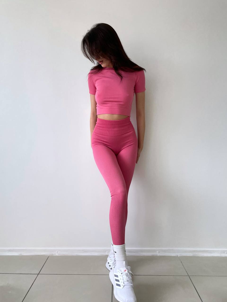 Seamless Cropped Short Sleeve Top in Bubblegum