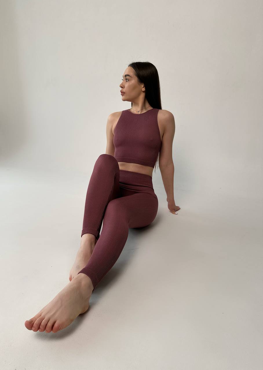 Seamless Ribbed Scrunch Leggings in Dusk Pink