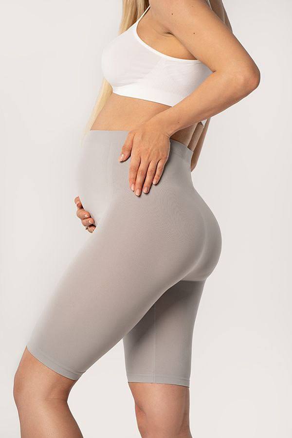 Seamless Maternity Bike Shorts in Gray